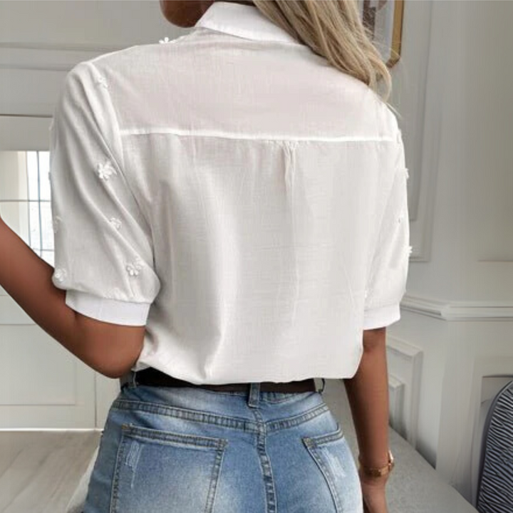 Kvinnebluse | Brodert Kortermet