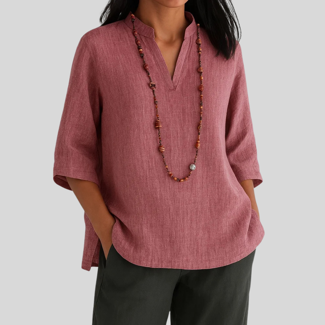 Kvinnebluse | V-Utforming Trekvart Erme