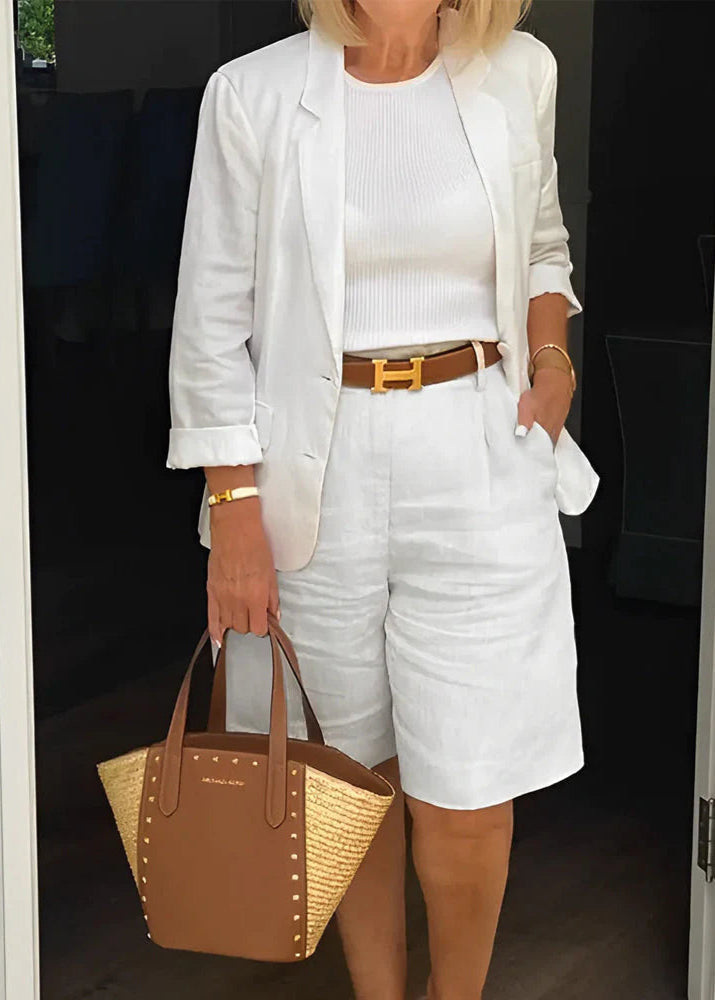 Dame To-Delt Sett | Blazer Topp Knelengde Shorts