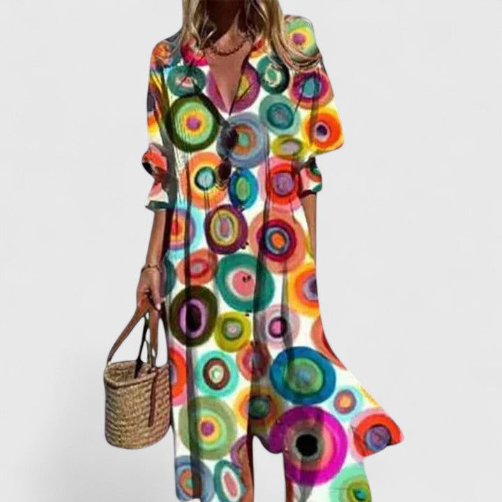 Kvinne Boho Maxi Kjole | Botanisk Langermet