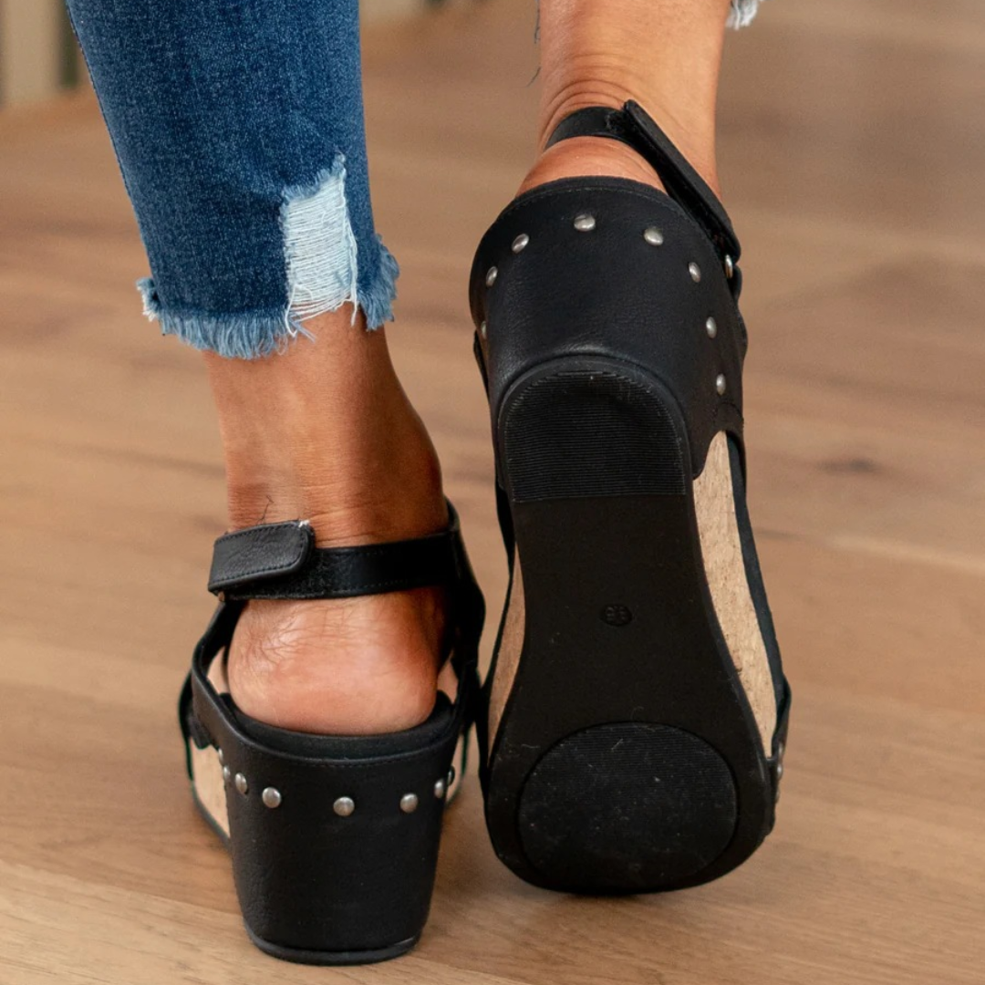 Sandaler for kvinner | Åpen tå slingback med kilehæl