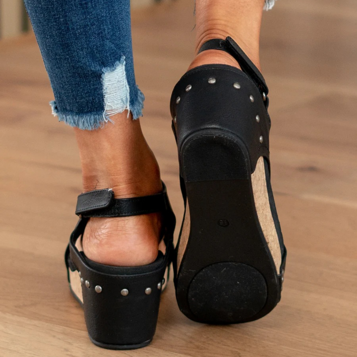 Sandaler for kvinner | Åpen tå slingback med kilehæl