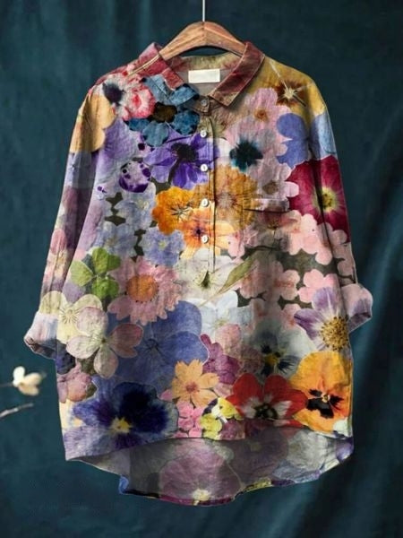Kvinnebluse | Blomstret Med Knapper