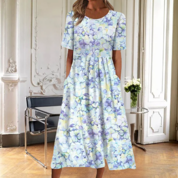 Kjole for kvinner | Blomster Midi Kort Erme