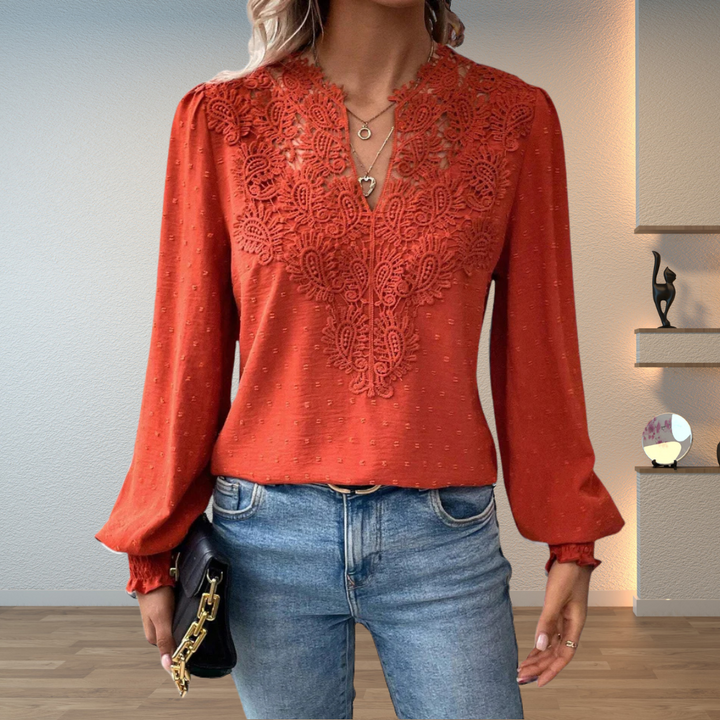Kvinnebluse | Langermet Blonde Detalj