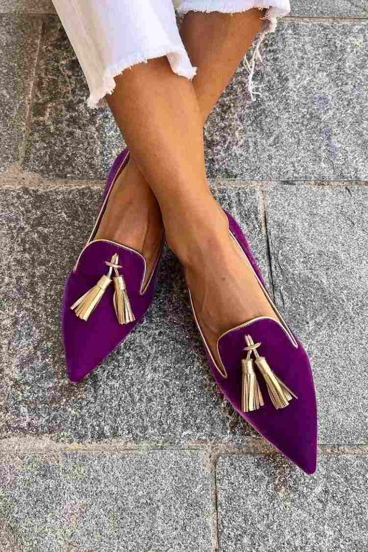 Loafers for kvinner | Frynse detalj spiss tå