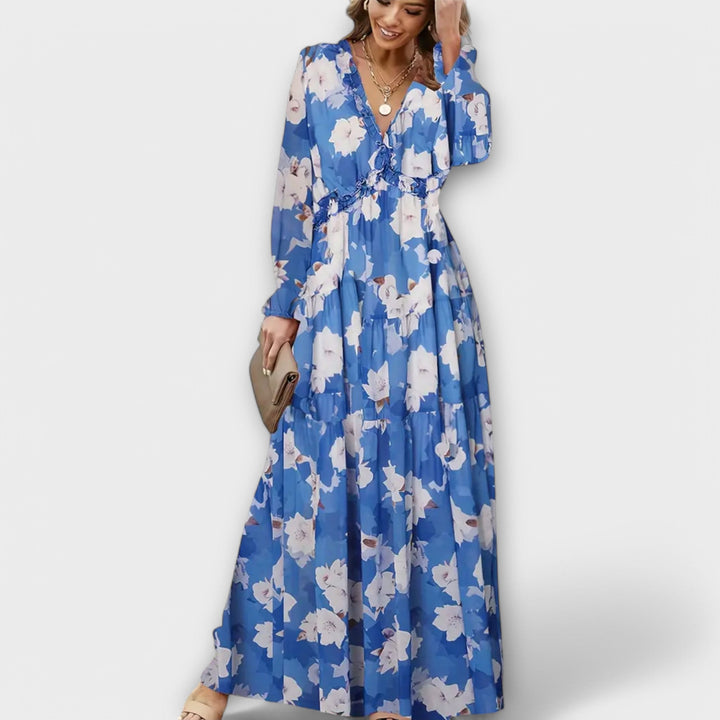 Kvinnes Floral Maxi Kjole | Plisserte