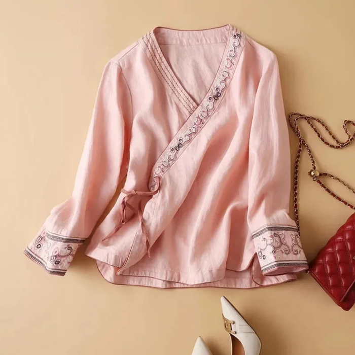 Damebluse | Brodert Drapert Detalj