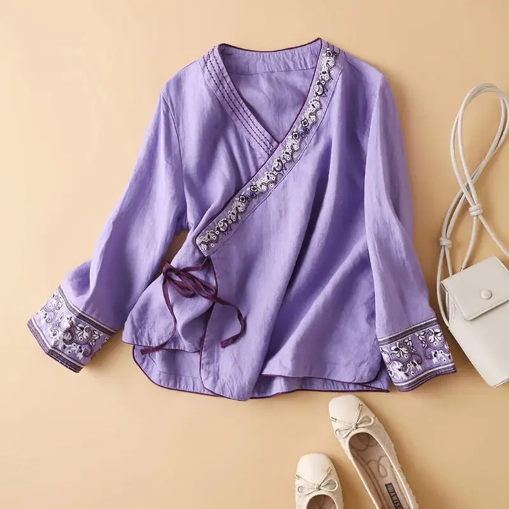 Damebluse | Brodert Drapert Detalj