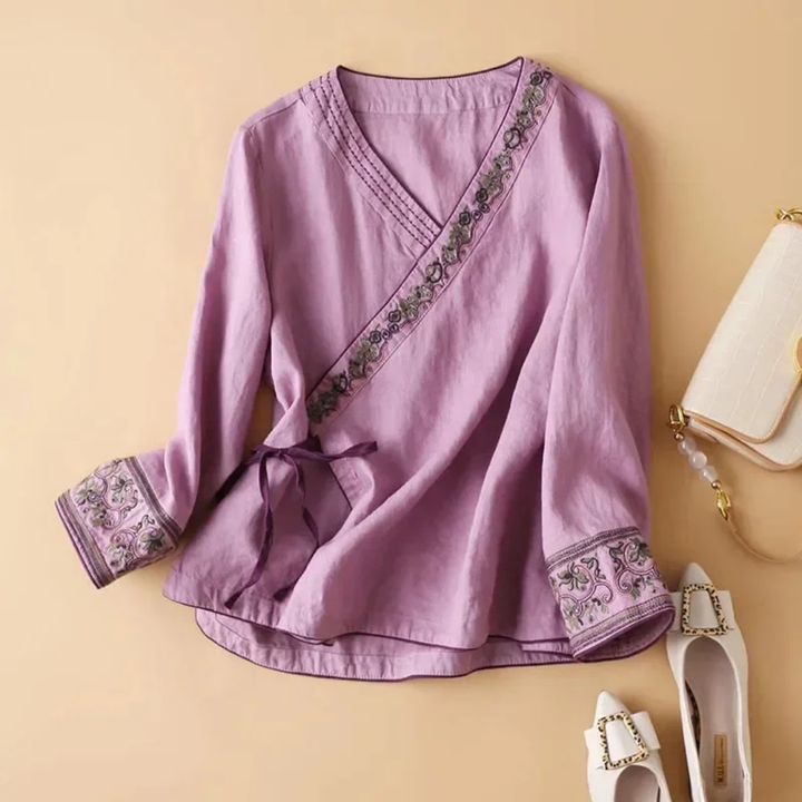 Damebluse | Brodert Drapert Detalj