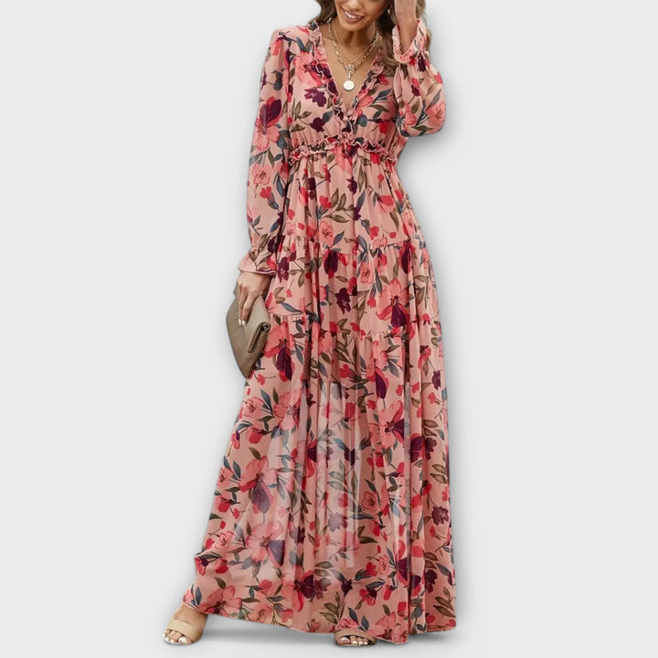 Kvinnes Floral Maxi Kjole | Plisserte