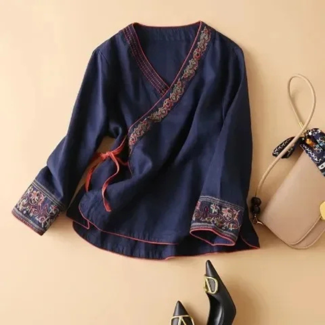 Damebluse | Brodert Drapert Detalj