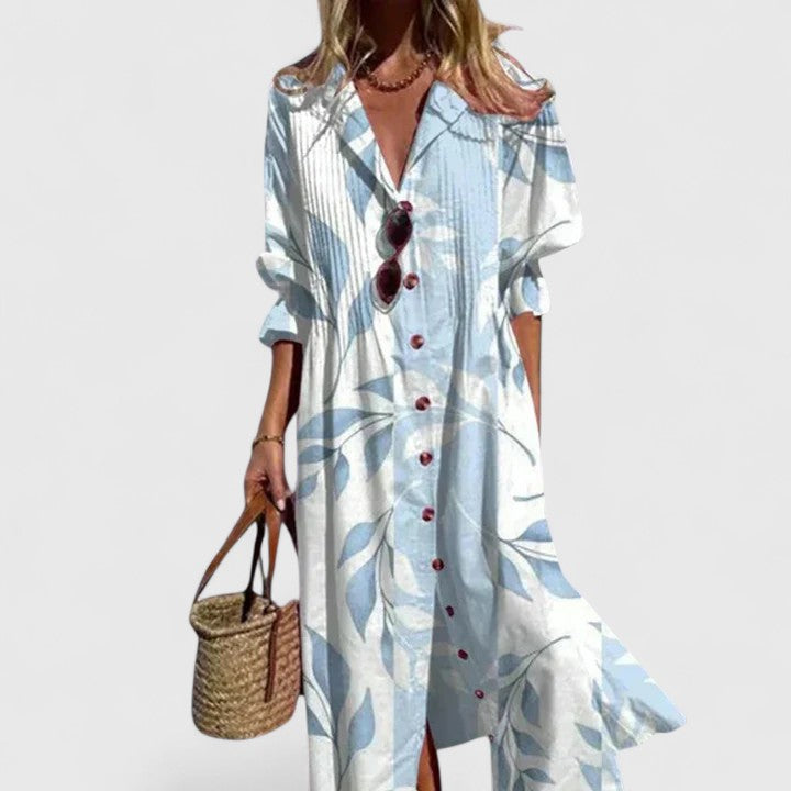 Kvinne Boho Maxi Kjole | Botanisk Langermet
