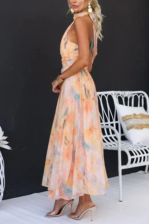 Kvinnens Blomster Maxi Sommerkjole | Halter