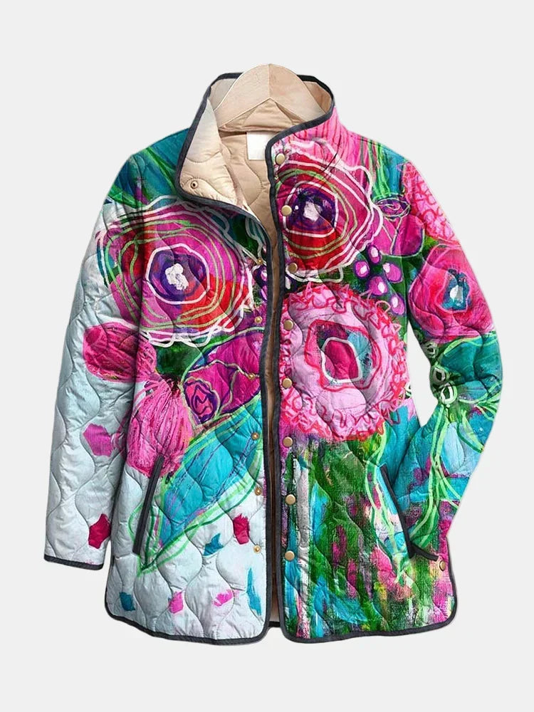 Damejakke | Abstrakt Blomster Quiltet
