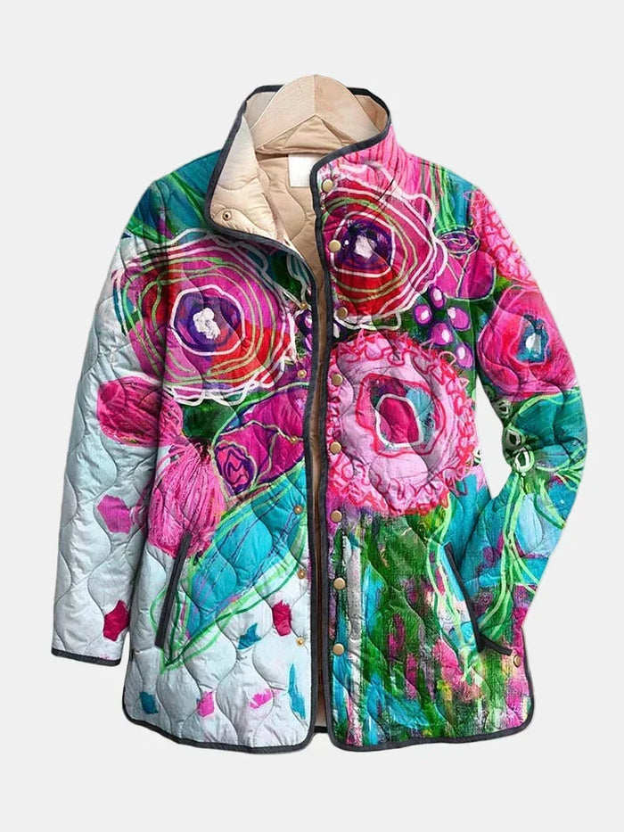Damejakke | Abstrakt Blomster Quiltet