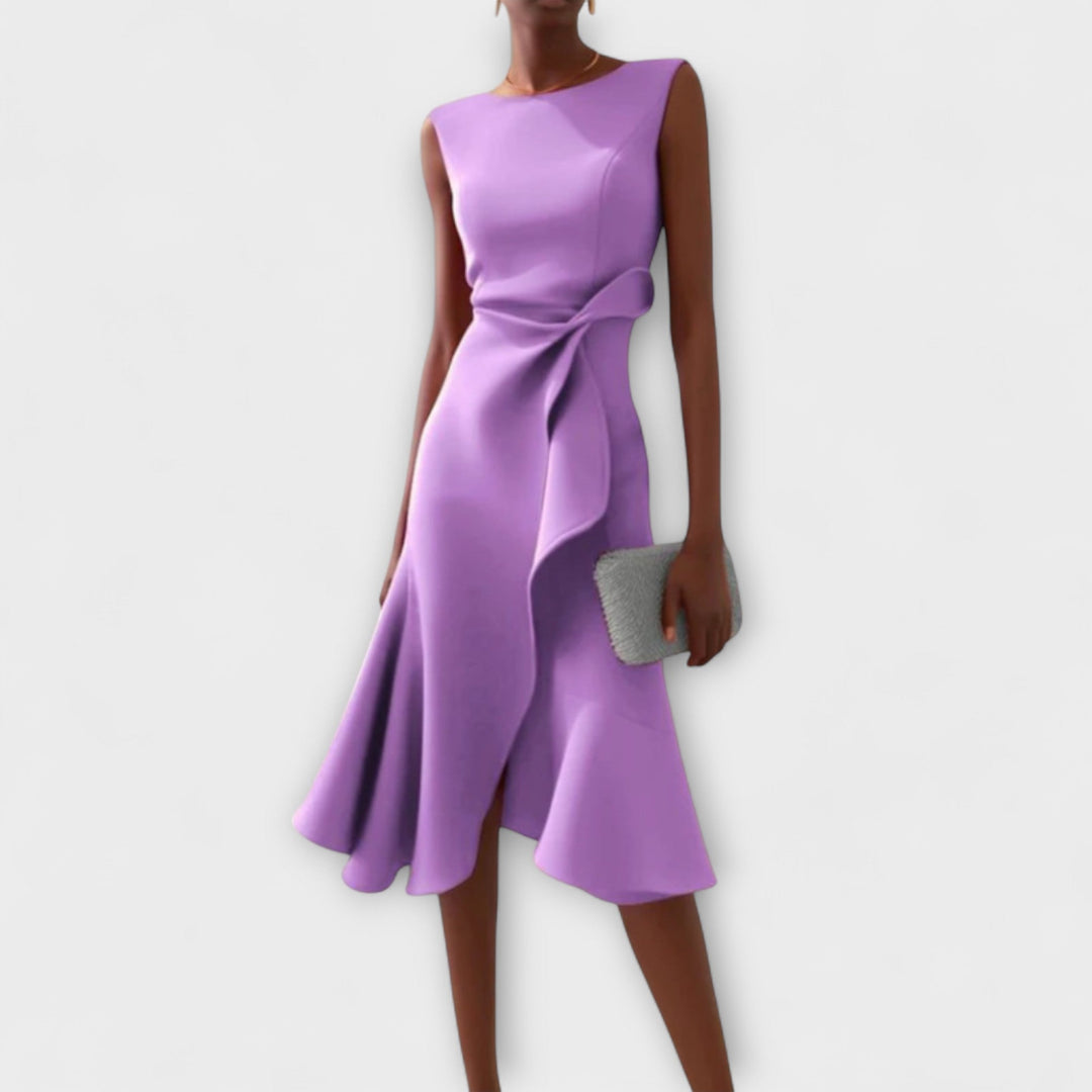 Dame Cocktail Midi Kjole | Asymmetrisk Uten Ermer