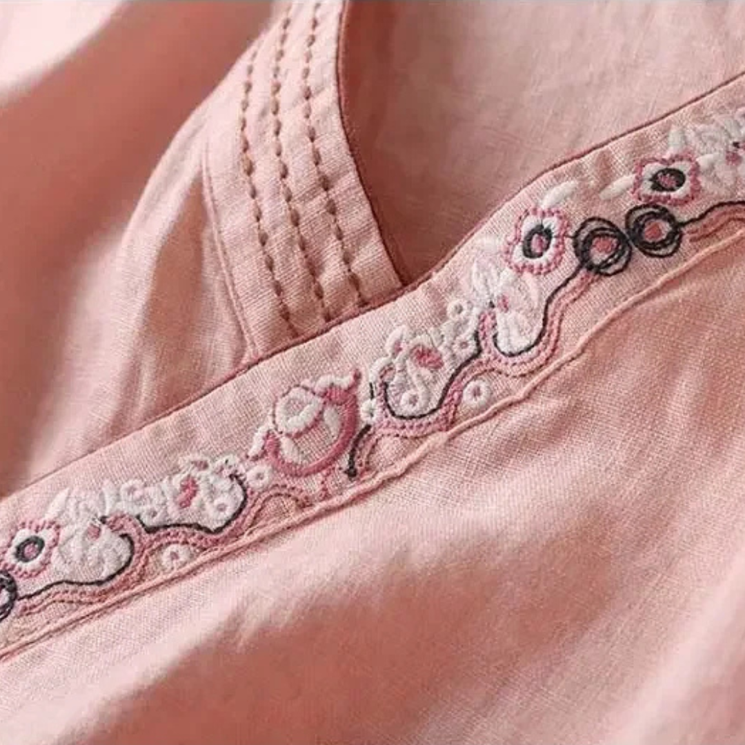 Damebluse | Brodert Drapert Detalj