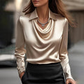 Damebluse | Skinnende Krage V-Hals