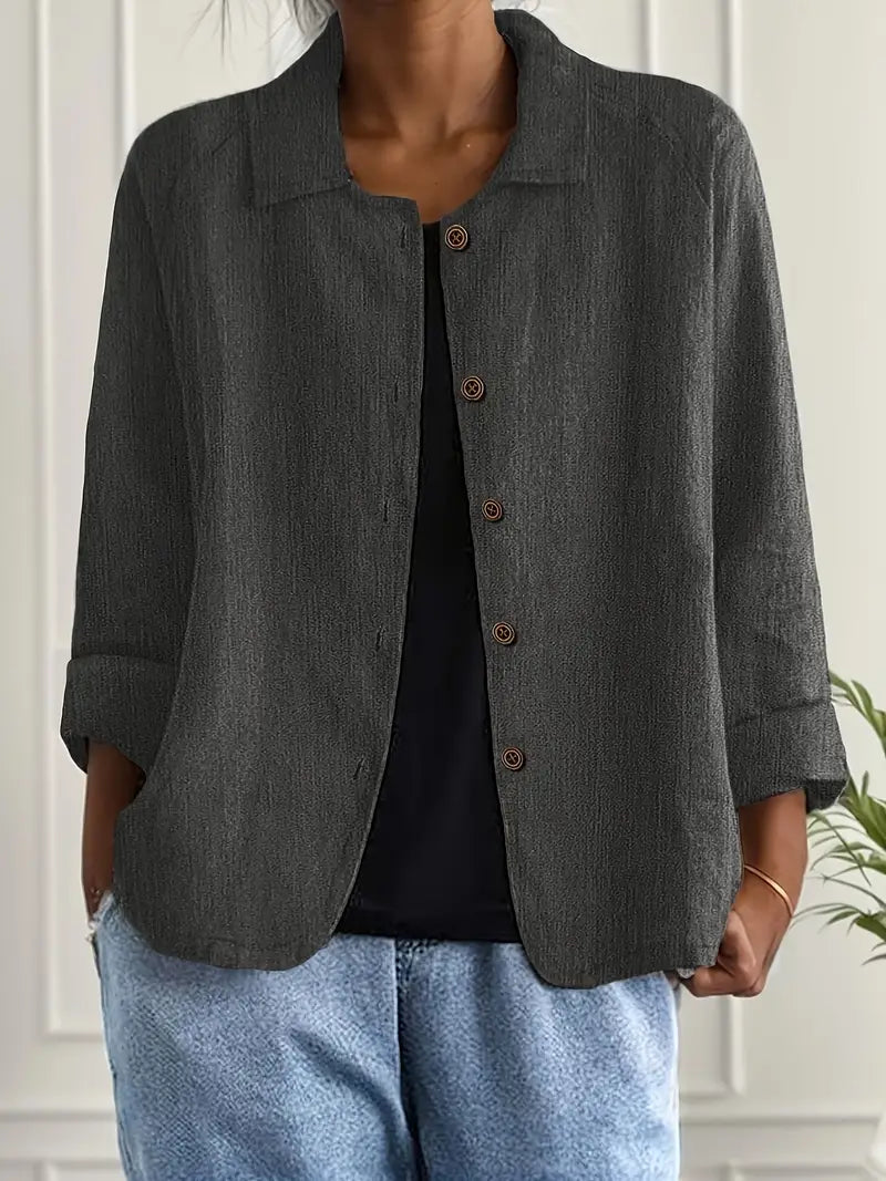 Damebluse | Langermet Knapp-Up