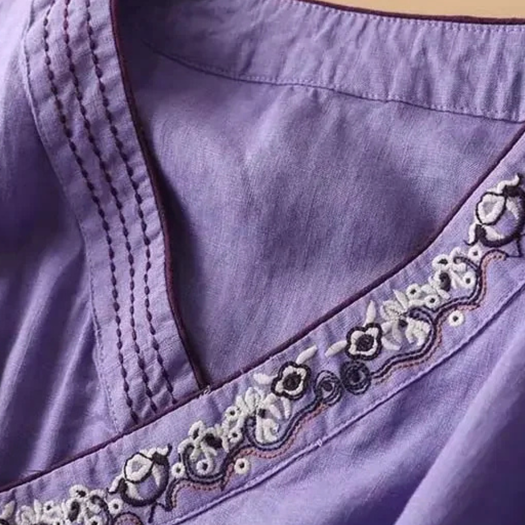 Damebluse | Brodert Drapert Detalj