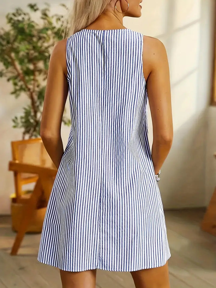 Kjole for kvinner | Uten ermer Stripete Scoop Neck Lomme Mini