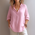 Damebluse | Delvis knappet krage