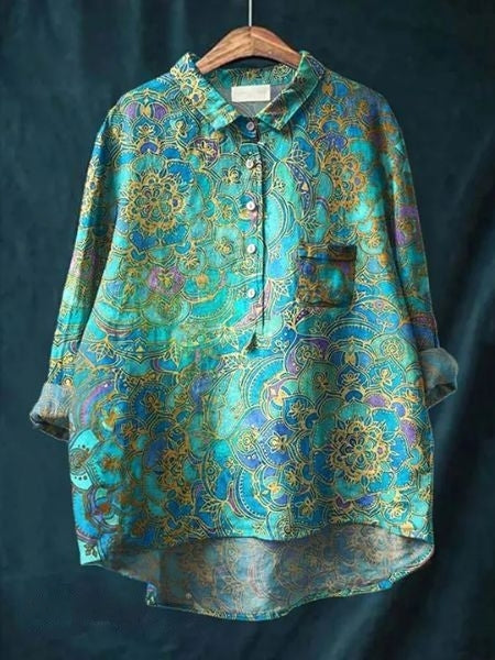 Kvinnebluse | Blomstret Med Knapper