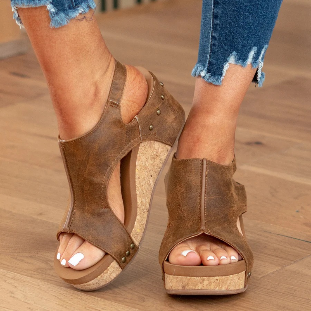 Sandaler for kvinner | Åpen tå slingback med kilehæl