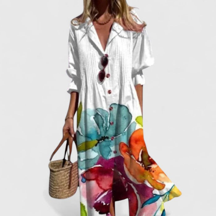 Kvinne Boho Maxi Kjole | Botanisk Langermet