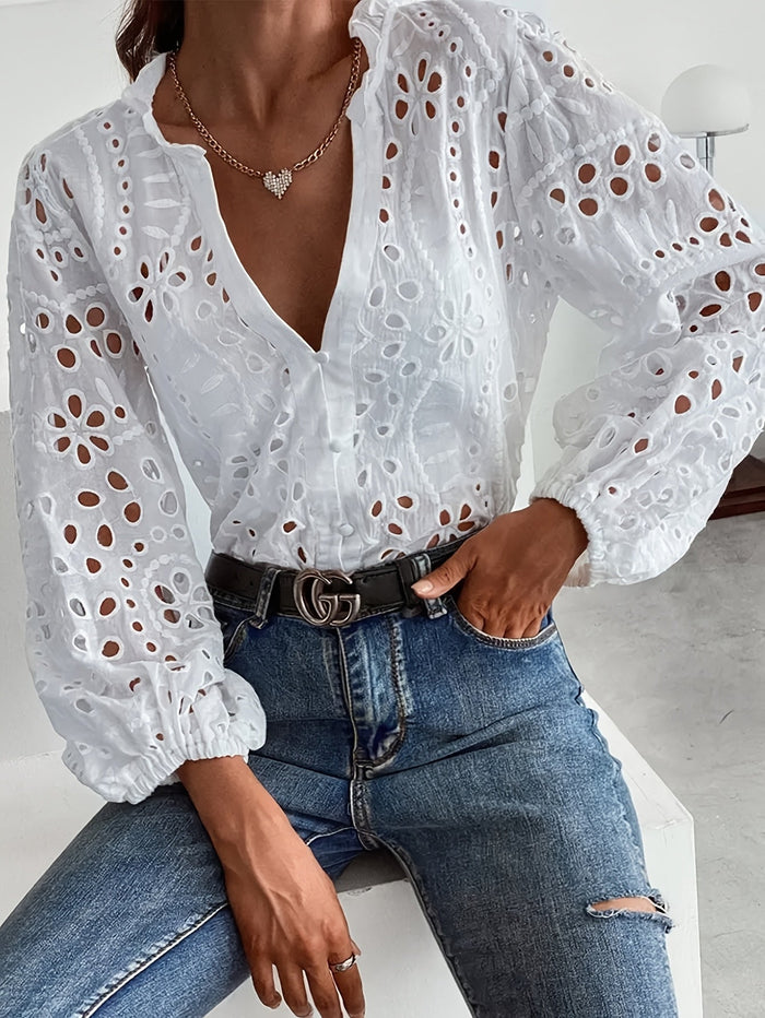 Damebluse | Brodert Langermet