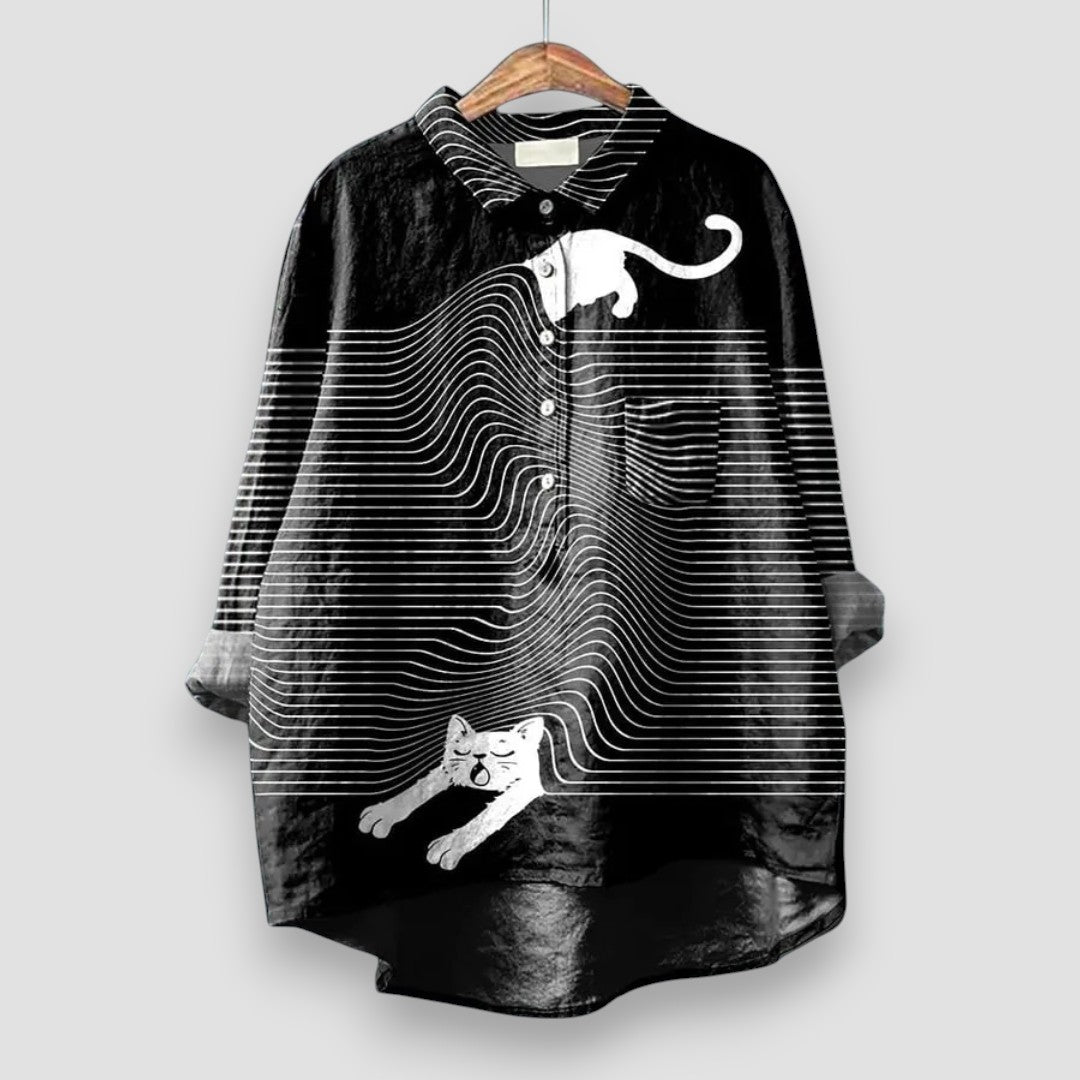 Damebluse | Hundemønster med Knapper
