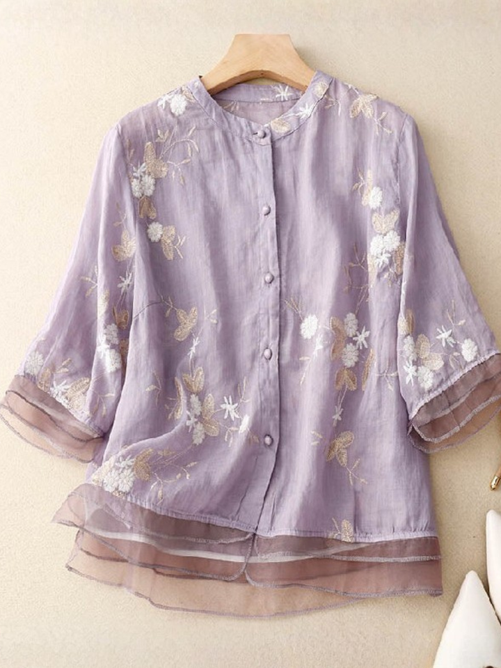 Kvinnes Bluse | Broderte Detaljer