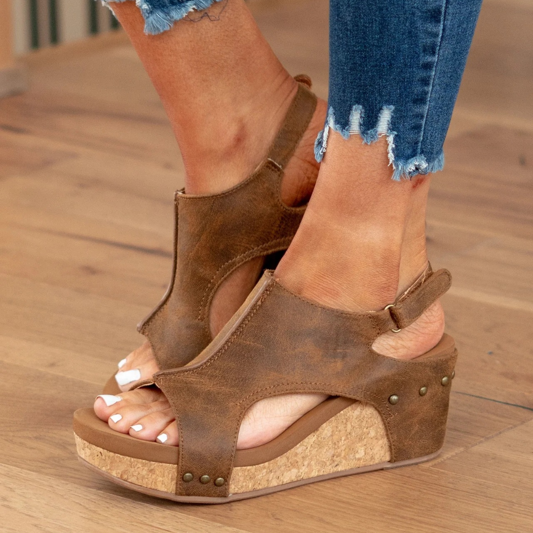 Sandaler for kvinner | Åpen tå slingback med kilehæl