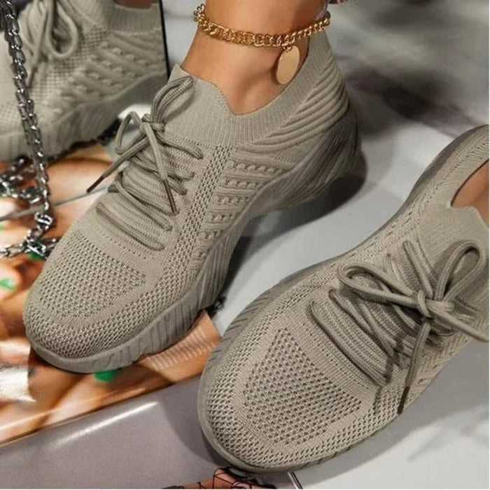 Dame Mesh Sneakers Lettvekt med Snøring og Dempende Såle