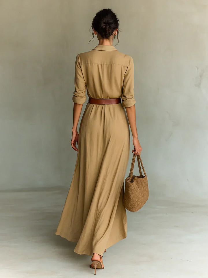 Kjole for kvinner | Langermet belted maxi