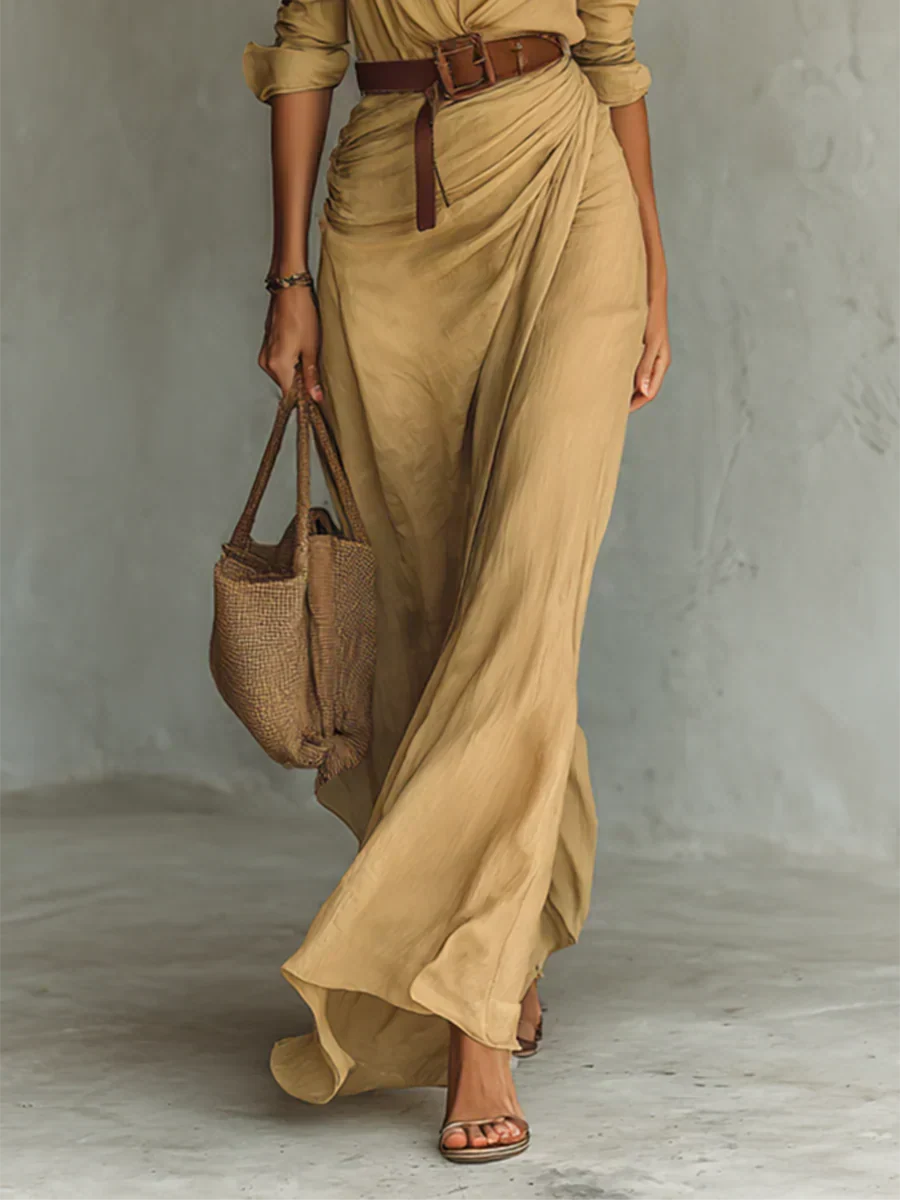 Kjole for kvinner | Langermet belted maxi