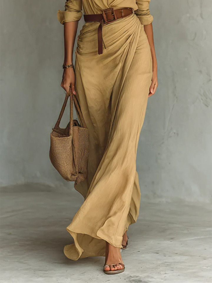 Kjole for kvinner | Langermet belted maxi