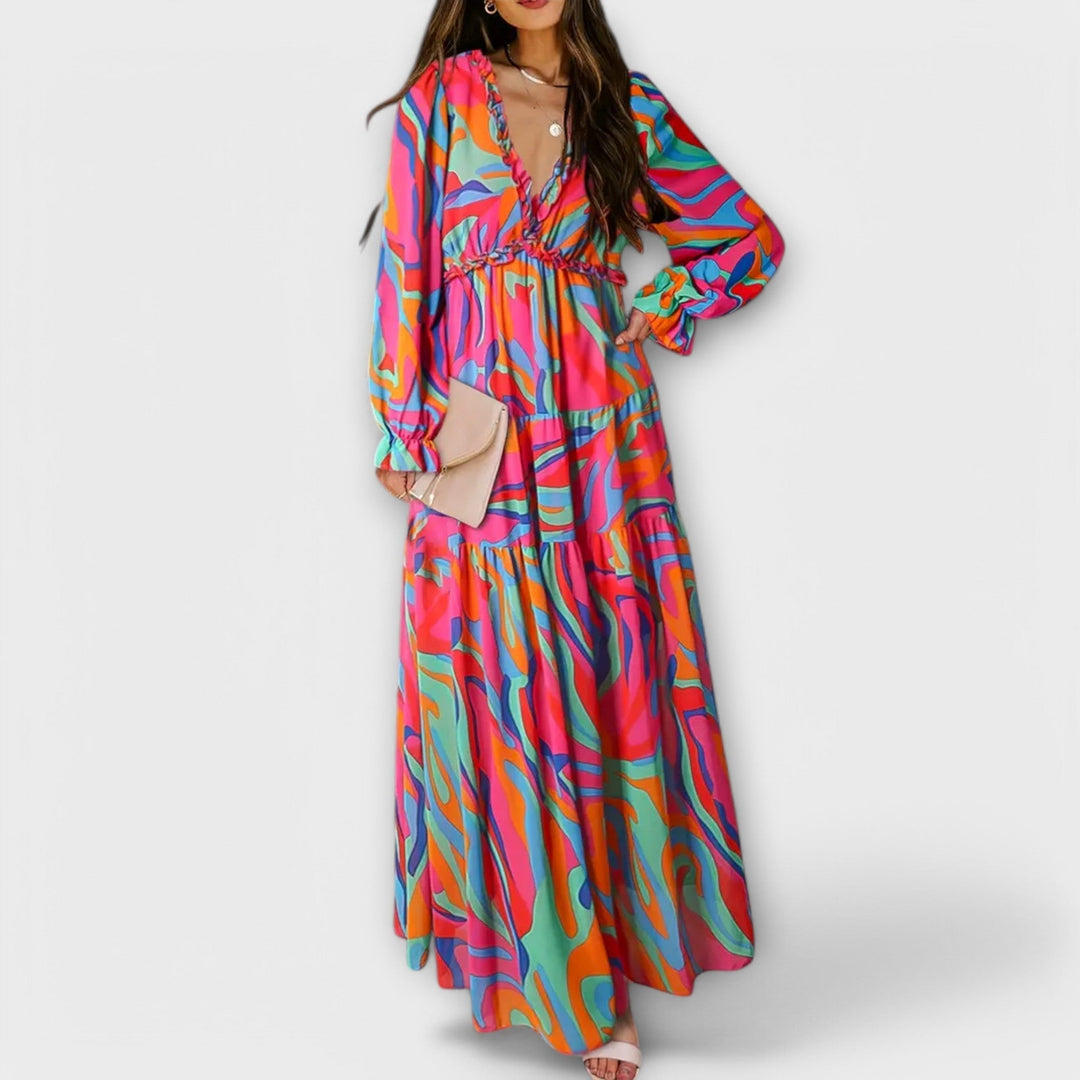 Kvinnes Floral Maxi Kjole | Plisserte