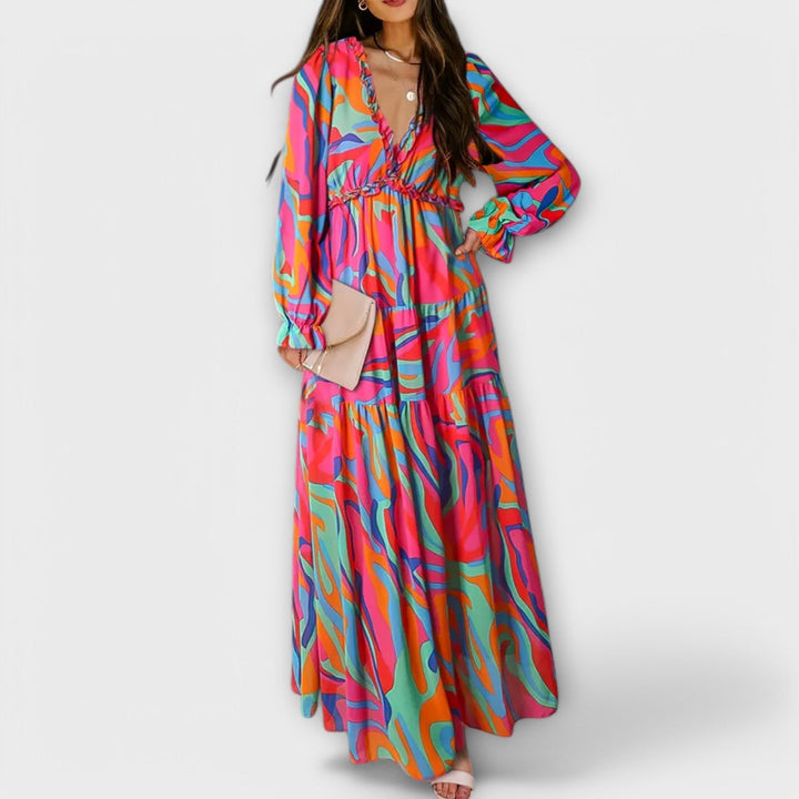 Kvinnes Floral Maxi Kjole | Plisserte