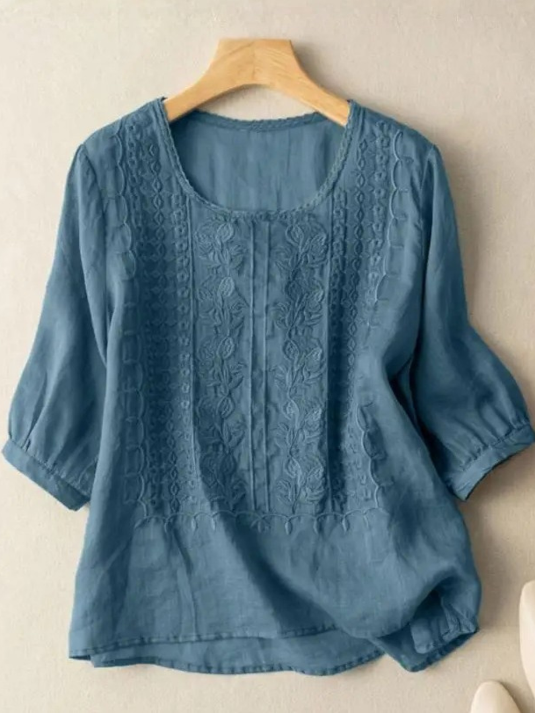 Damebluse | Avslappet Passform med Broderi