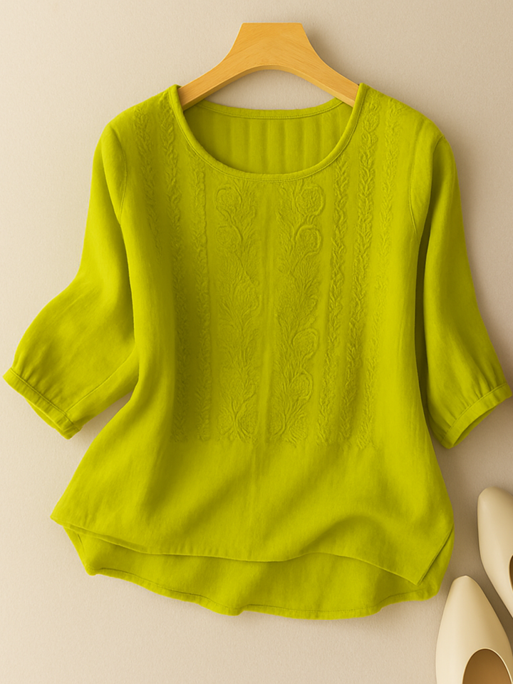Damebluse | Avslappet Passform med Broderi