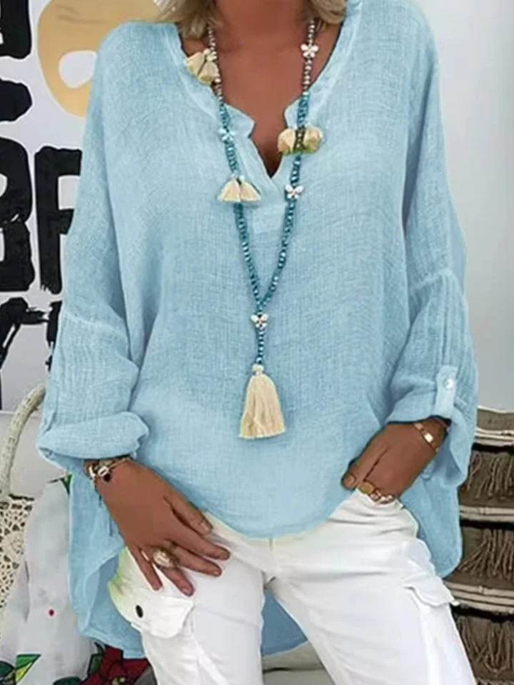 Damebluse | Oversized med V-hals