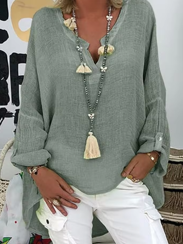 Damebluse | Oversized med V-hals