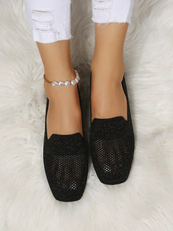 Dame Slip-On Loafers med Mesh og Glitterdetaljer
