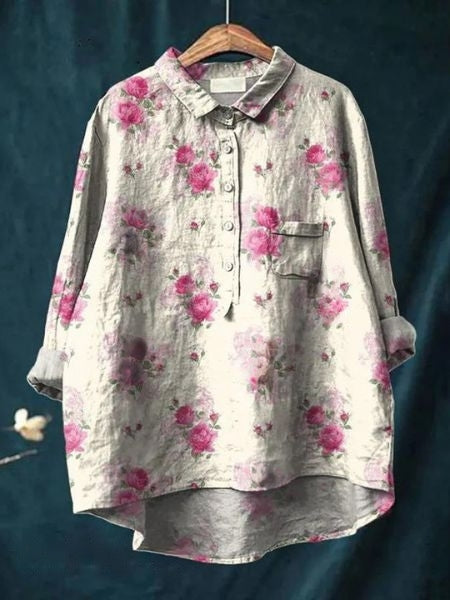 Kvinnebluse | Blomstret Med Knapper