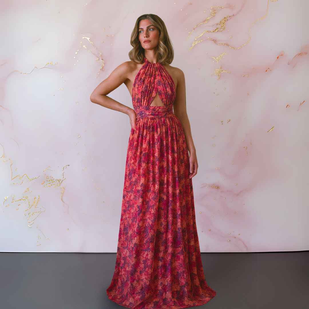 Kjole for kvinner | Halterneck Maxi med frontslitt