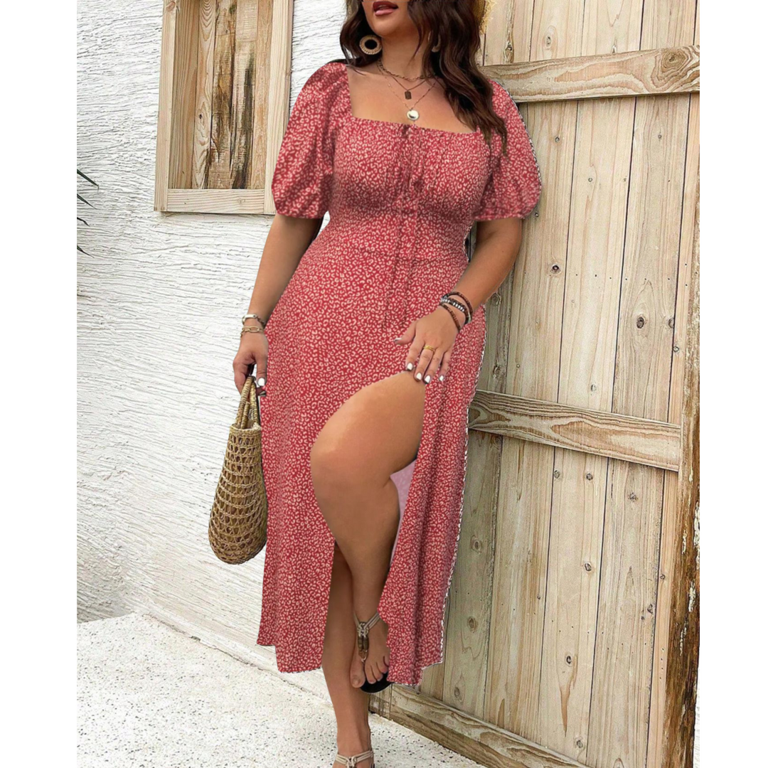 Kjole for Damer | Puffermede Ermer Slit Midi