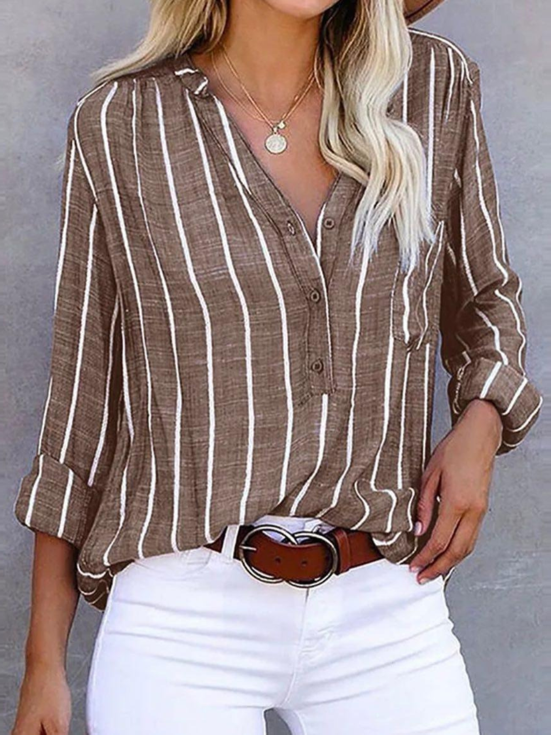 Kvinnebluse | Vertikale Striper Casual