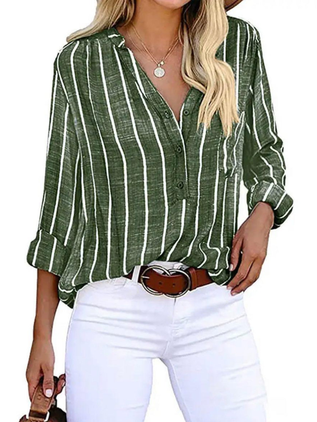 Kvinnebluse | Vertikale Striper Casual